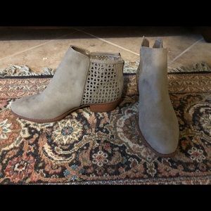 Gray Faux Suede Cutout Boots